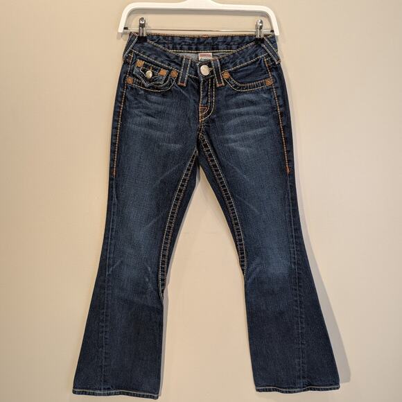 True Religion Johnny Jeans Flared Low Rise Flap Pocket Western Y2K - Size 26 - Picture 1 of 9